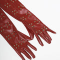 Burgundy Faux Leather Gloves