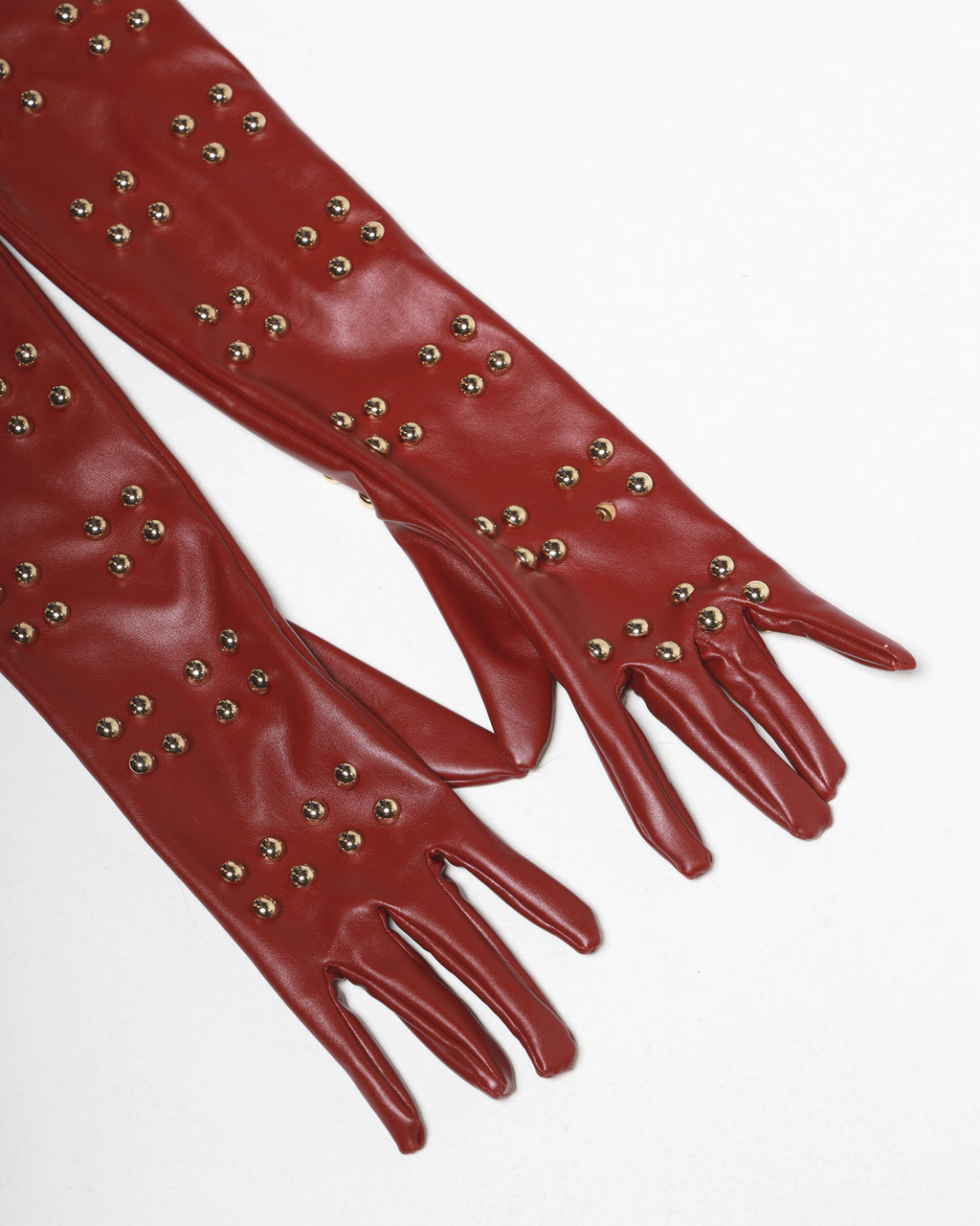 Burgundy Faux Leather Gloves