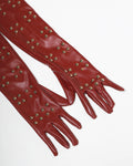 Burgundy Faux Leather Gloves