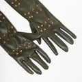 Olive Faux Leather Gloves Style A