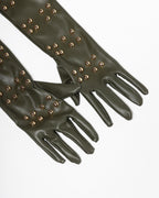 Olive Faux Leather Gloves Style A