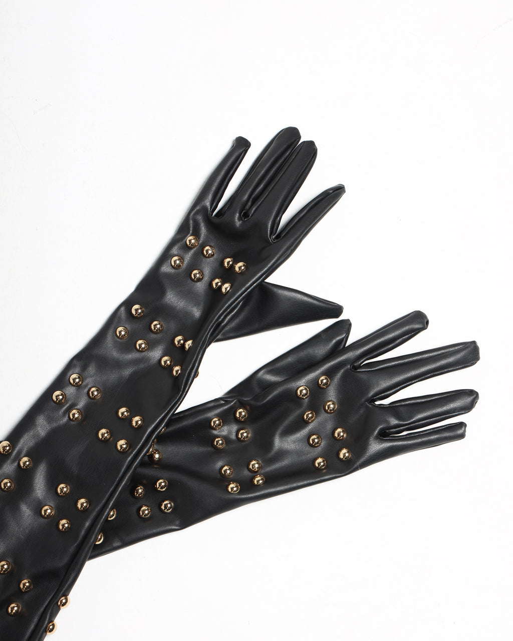 Noir Faux Leather Gloves