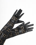 Noir Faux Leather Gloves